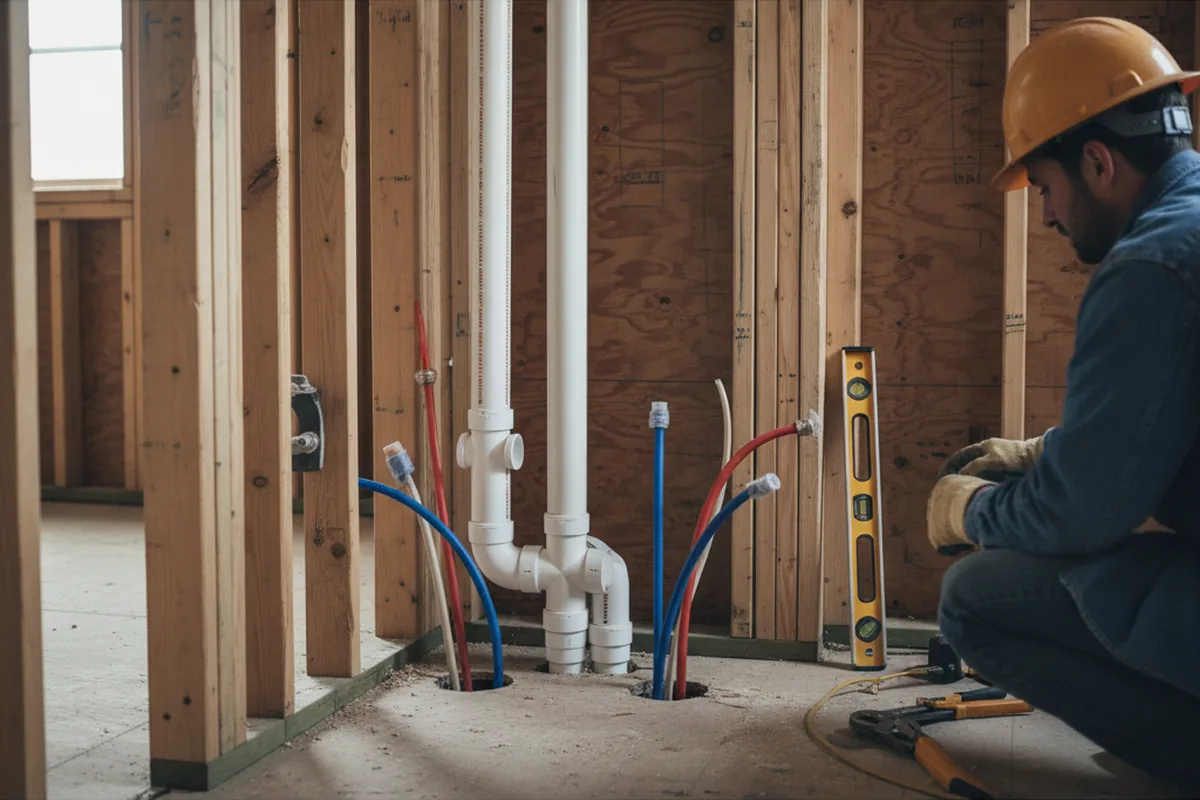 Drain and supply rough-in during Garbage Disposal Repair in Hayes