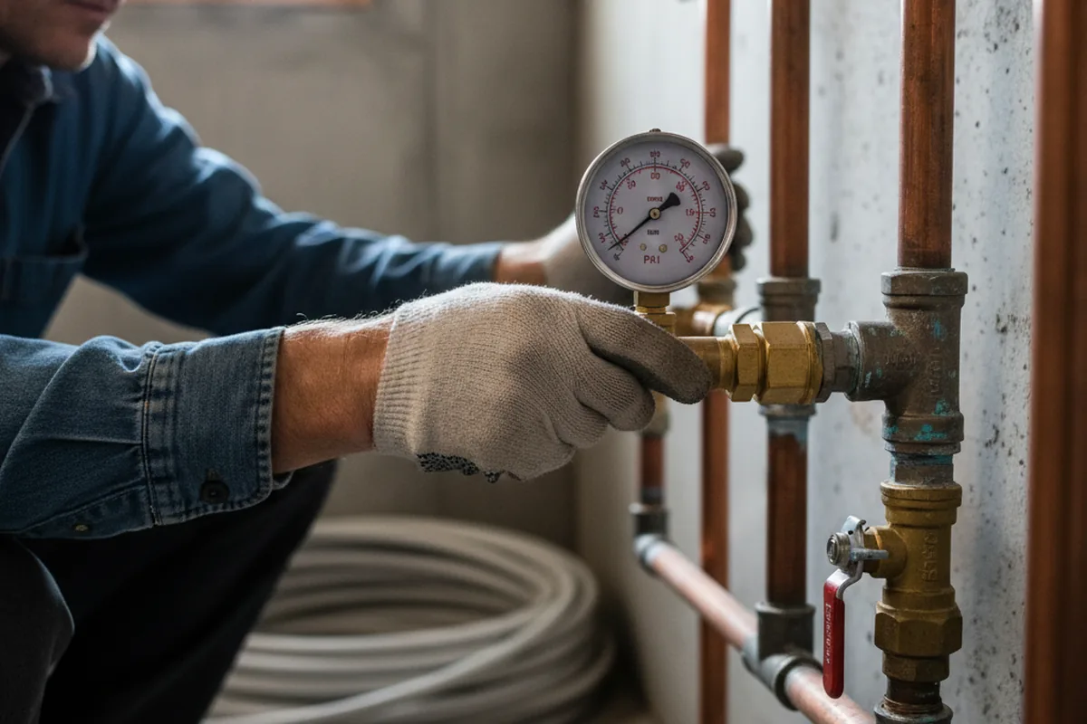 Pressure testing a repaired line during Water Line Repair in Hayes